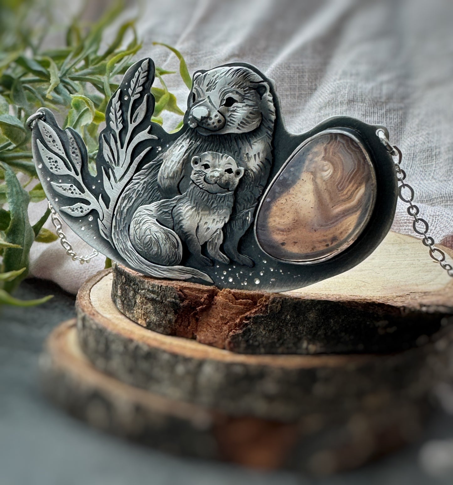 The Mama Otter Necklace - Botswana Agate