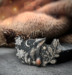 The Autumn Badger Necklace- Peach Moonstone