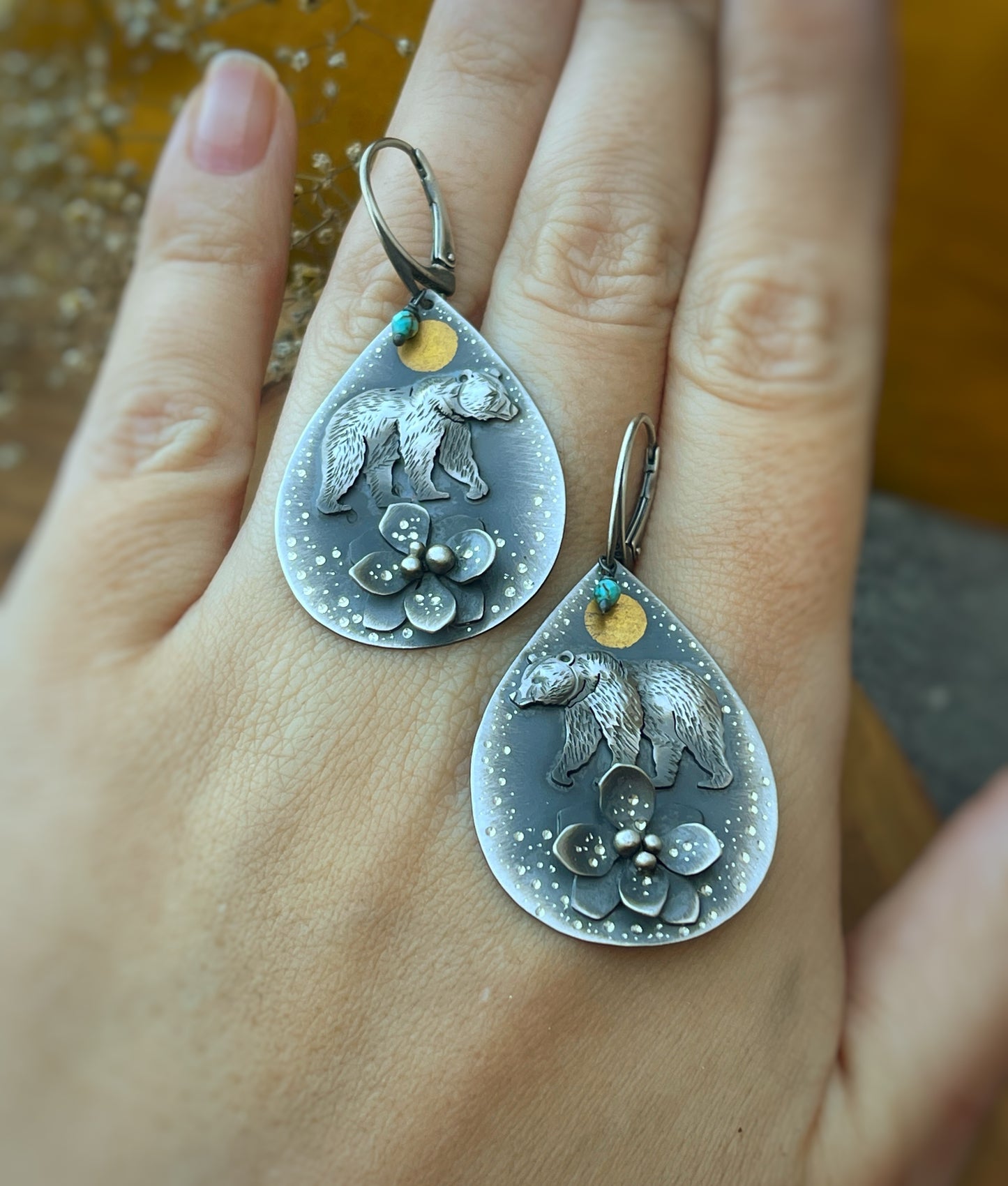 The Bear & Turquoise Earrings