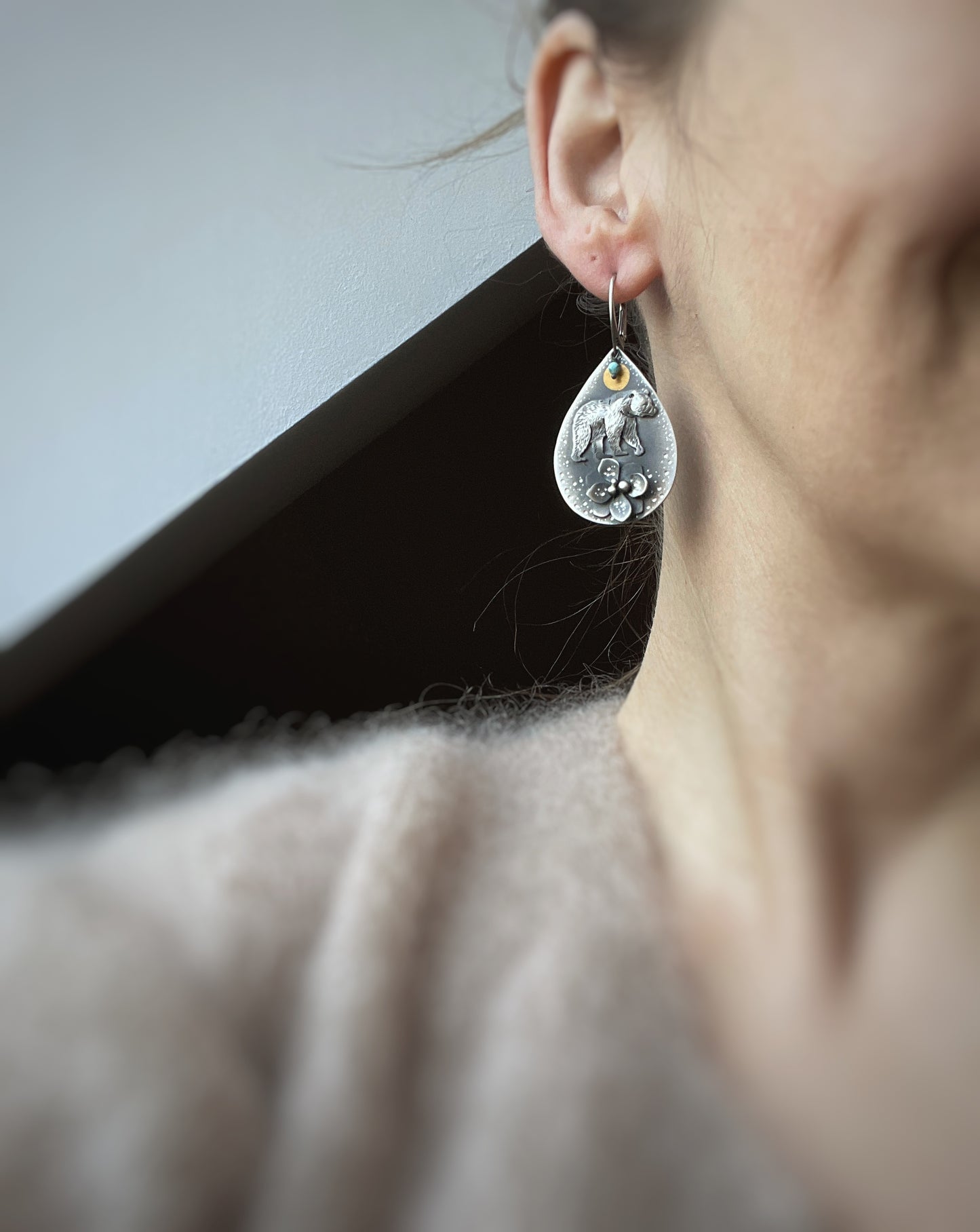 The Bear & Turquoise Earrings