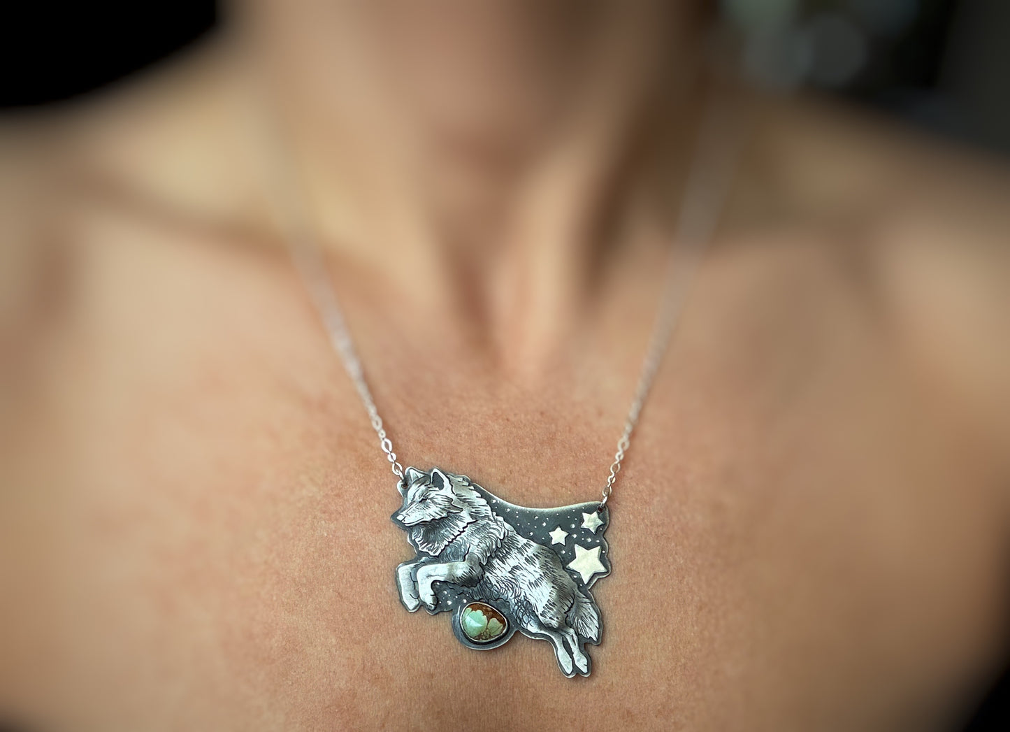 The Wolf Among The Stars Necklace - Royston Turquoise