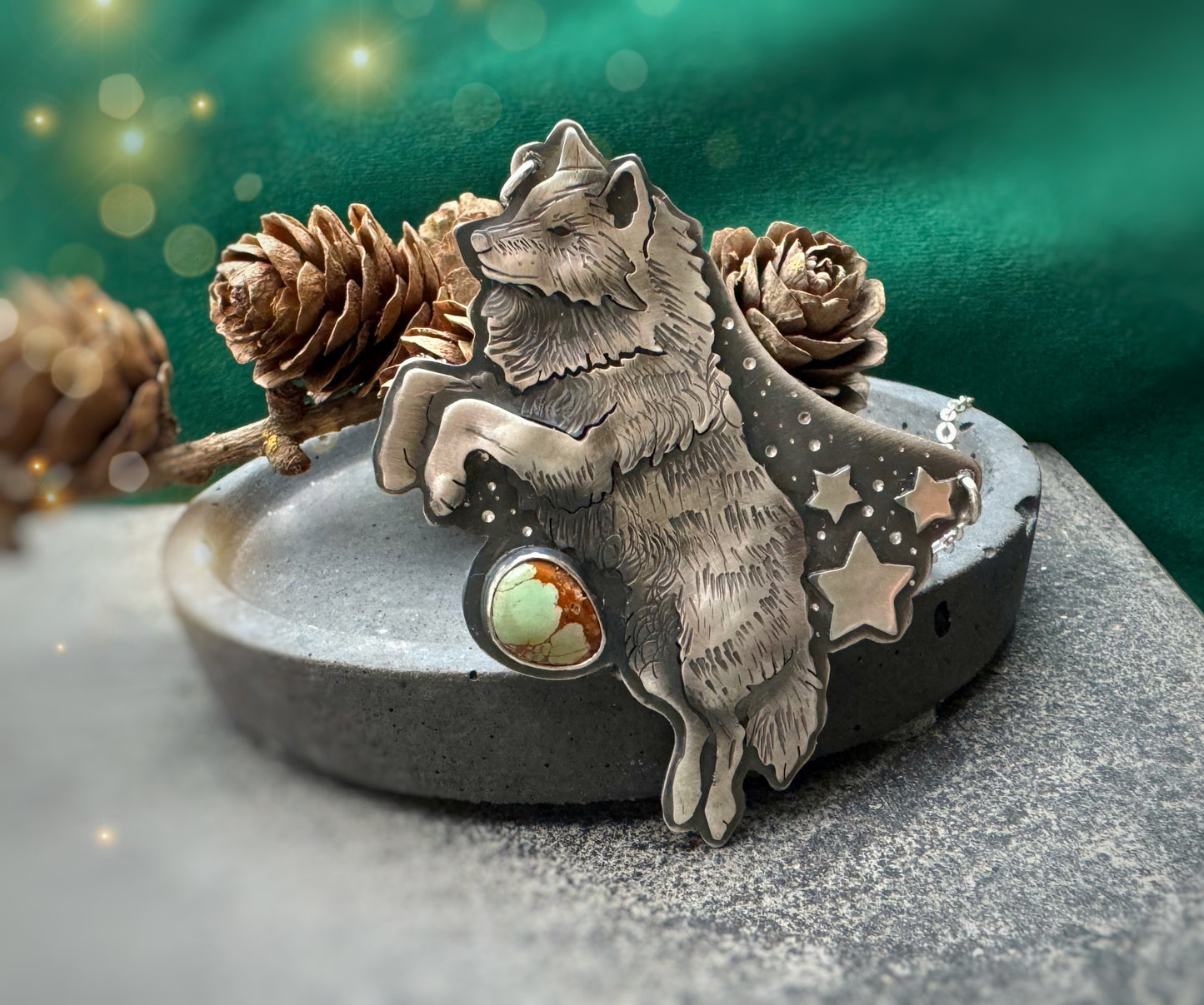 The Wolf Among The Stars Necklace - Royston Turquoise