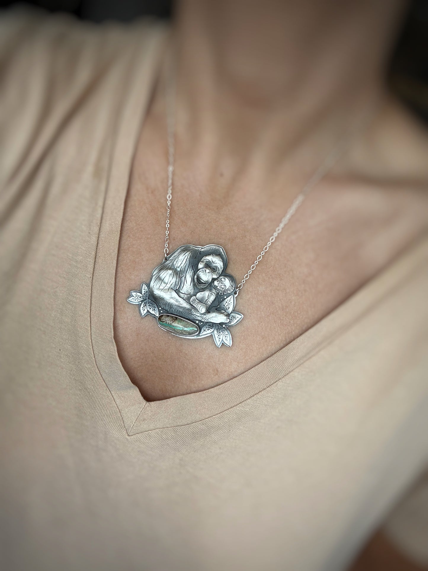 The Orangutan Mama’s Love - Royston Ribbon Turquoise