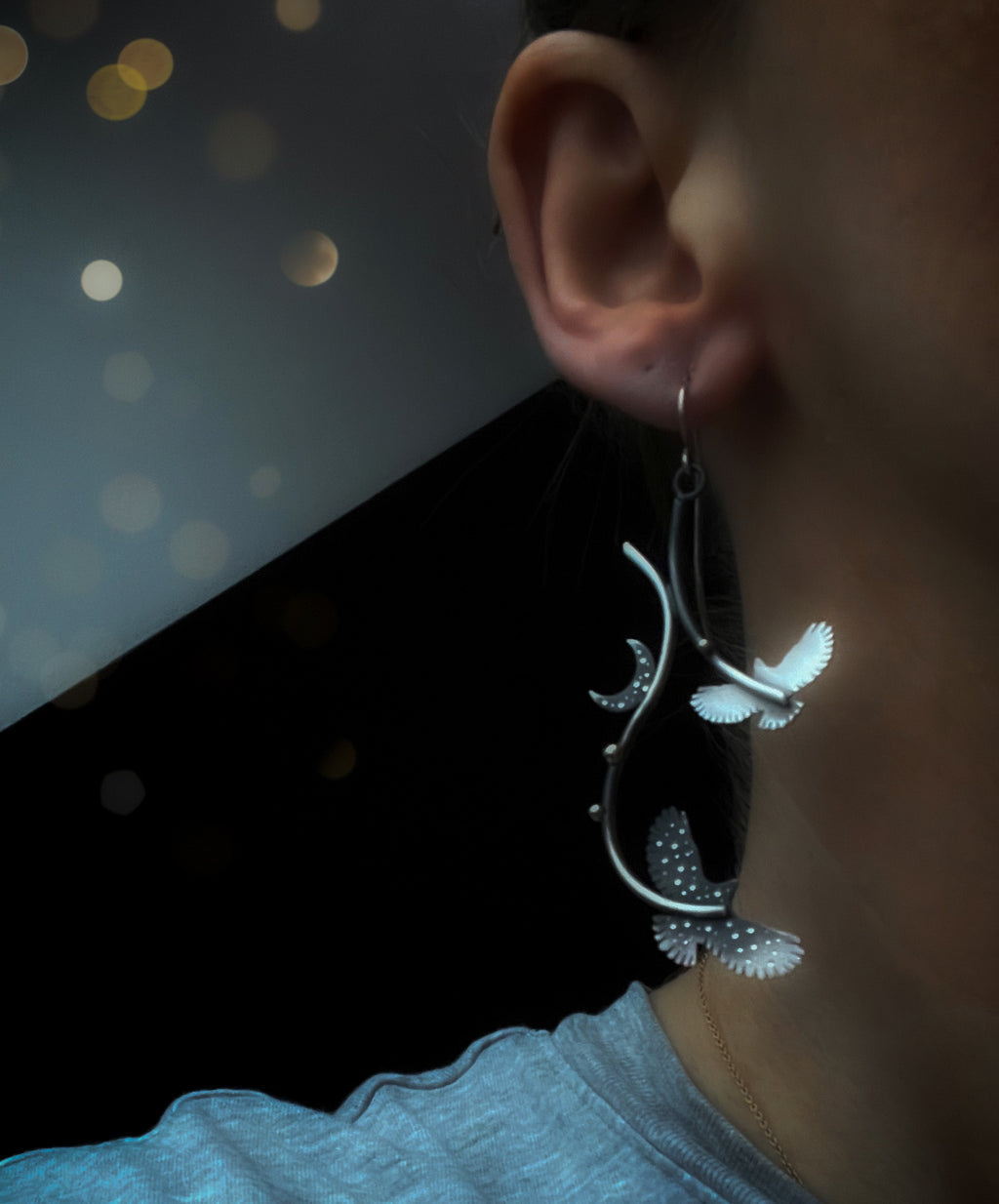 The Slender Hawk & Moon Earrings