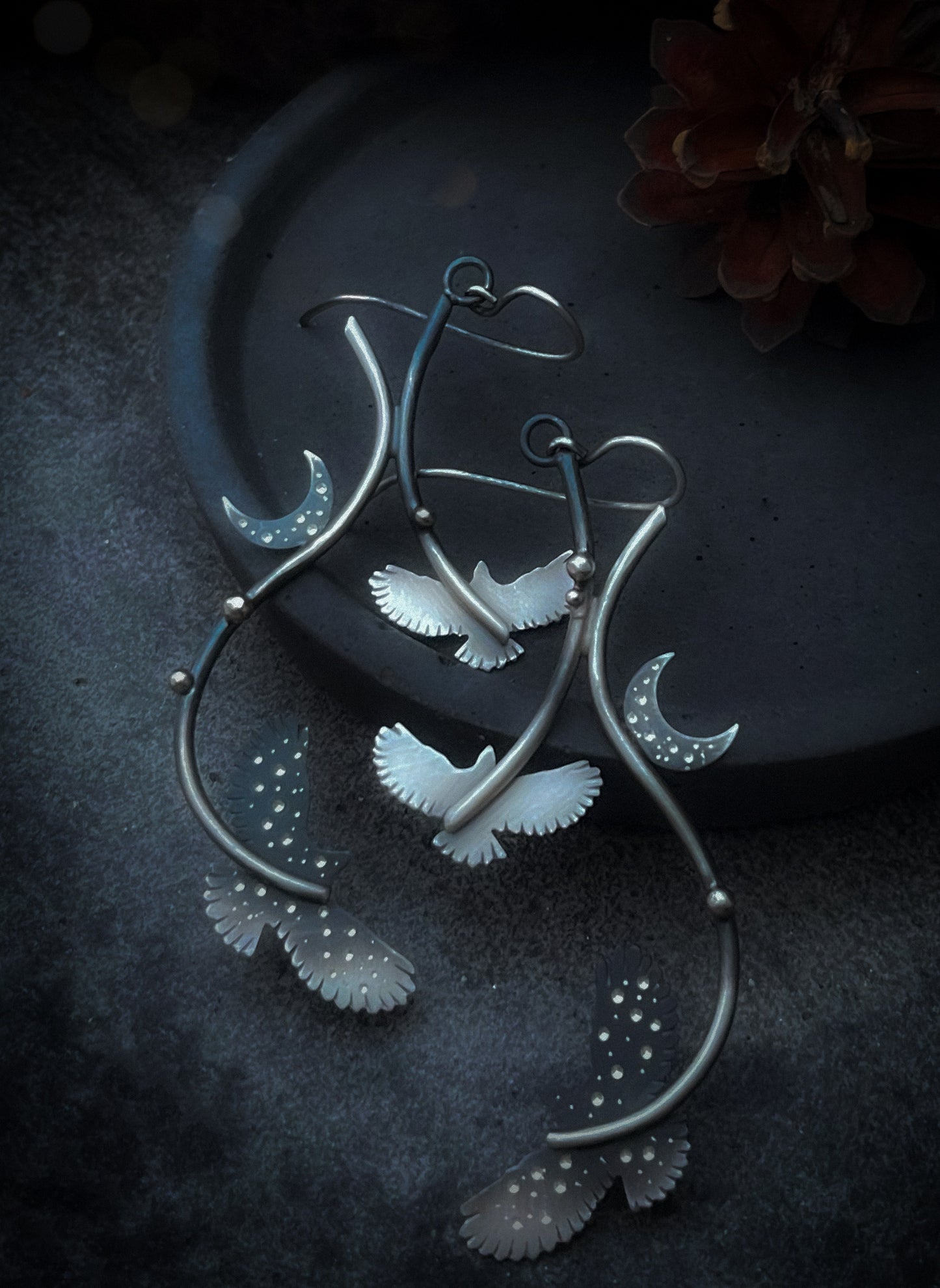 The Slender Hawk & Moon Earrings