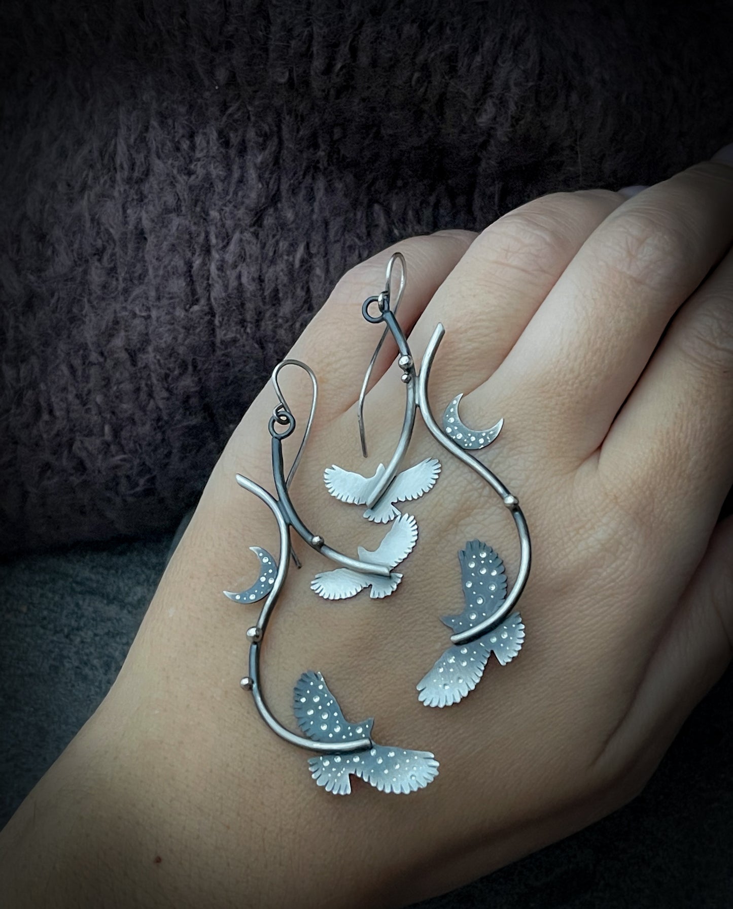 The Slender Hawk & Moon Earrings
