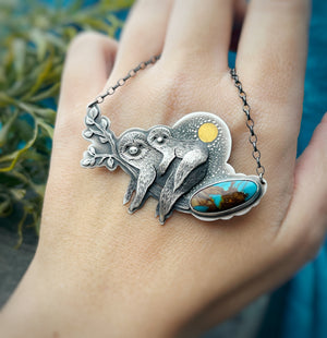 The Mama Sloth Necklace - Turquoise
