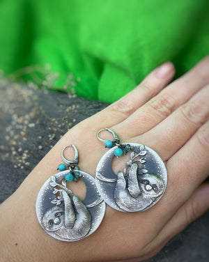 The Sloth Earrings - Turquoise, Amazonite & Apatite
