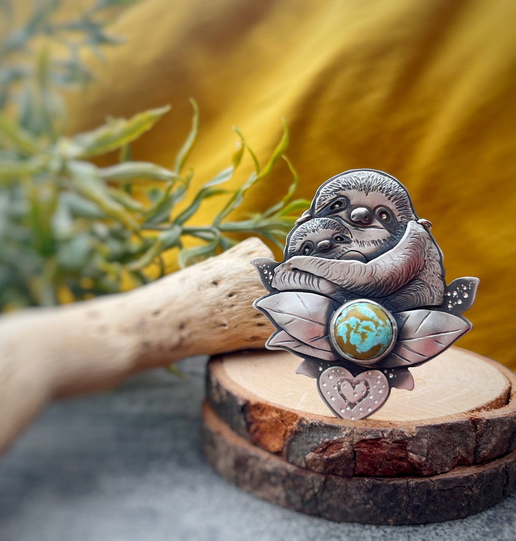 The Mama & Baby Sloth- Turquoise