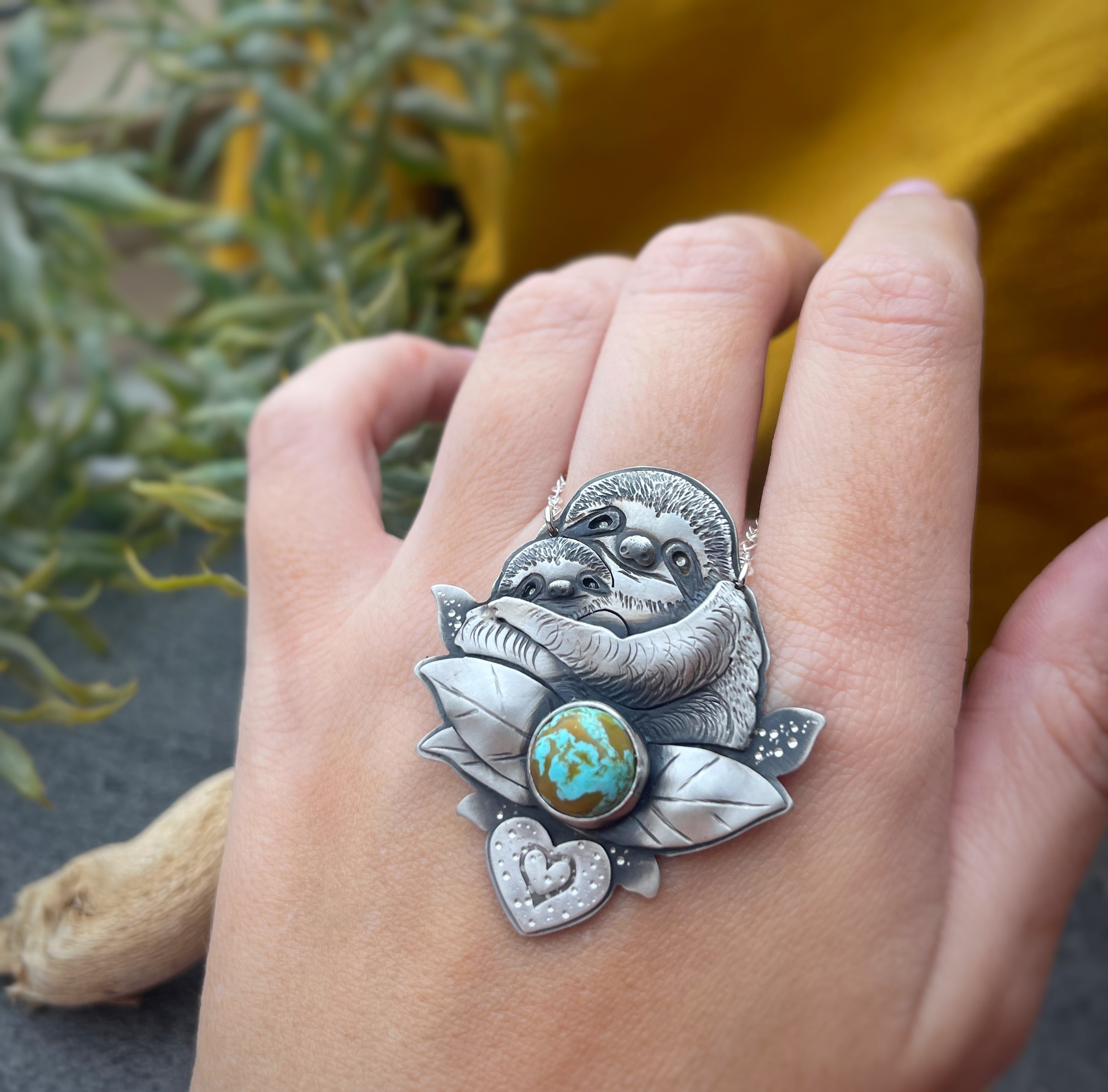 The Mama & Baby Sloth- Turquoise