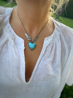 The Swallow & Larimar Heart Necklace