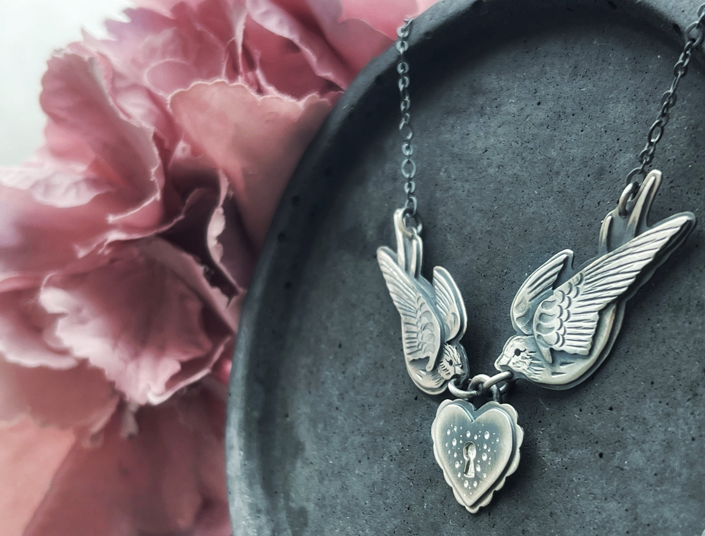 The Love Padlock - Swallows Necklacej