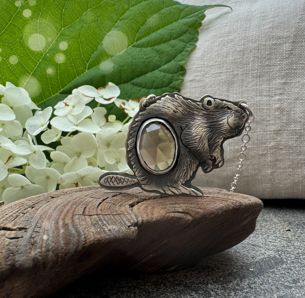 The Beaver and Smoky Quartz Necklace