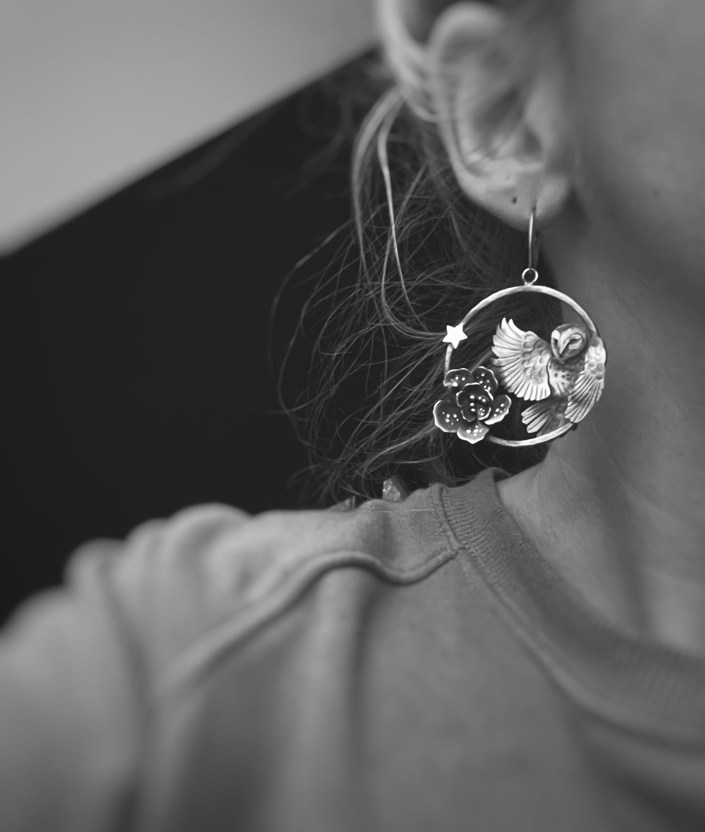 The Large Owl Hoop Earrings