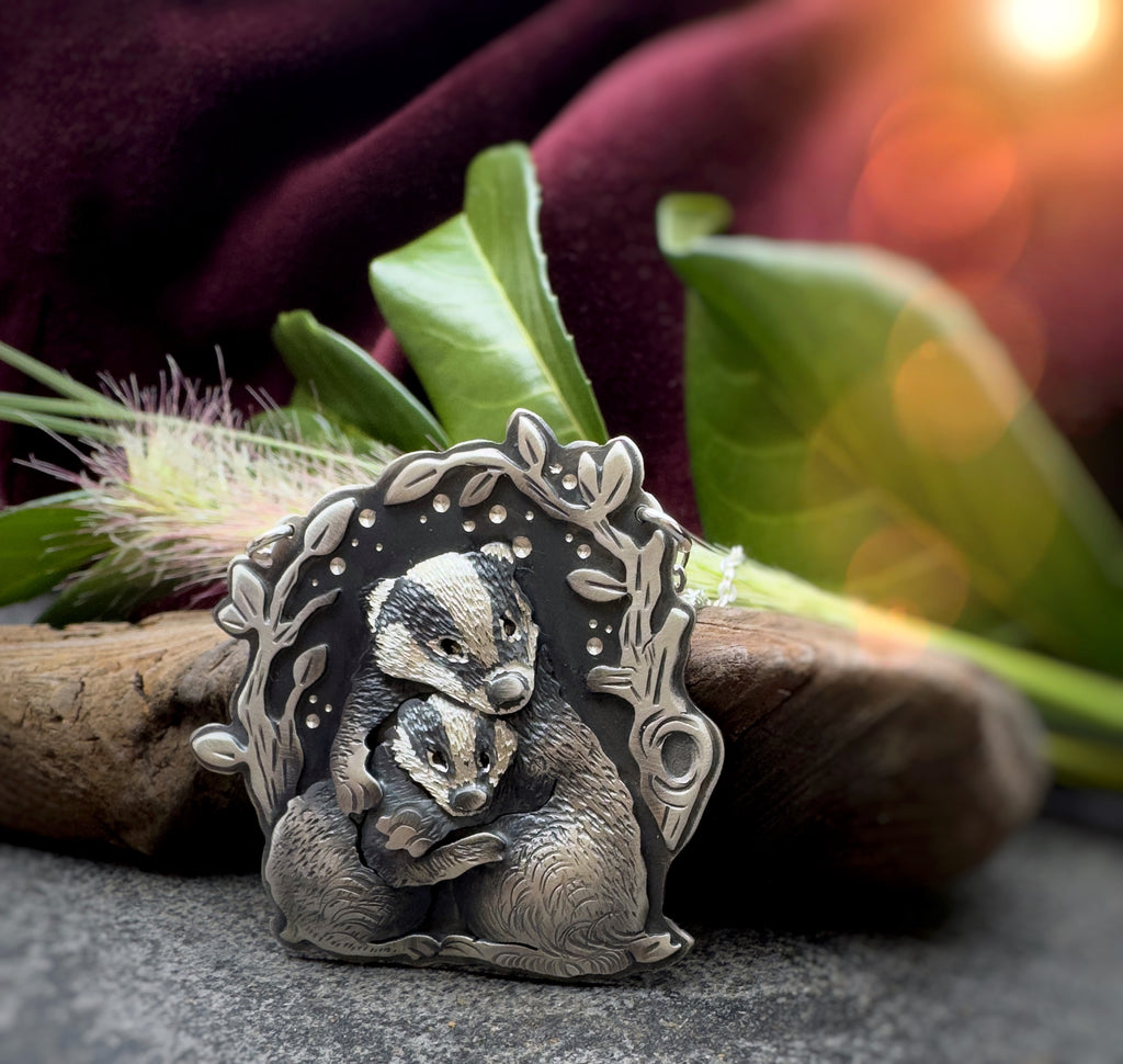 The Badger Mama & Her Cub Necklace