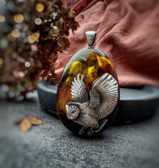 The Baltic Amber & Owl Necklace