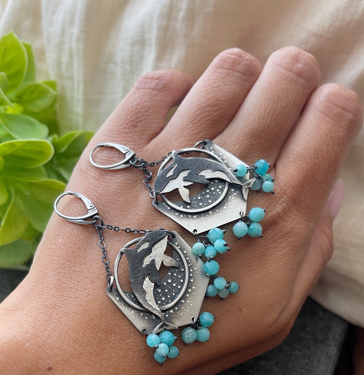 The Orca Swing Earrings - Amazonite