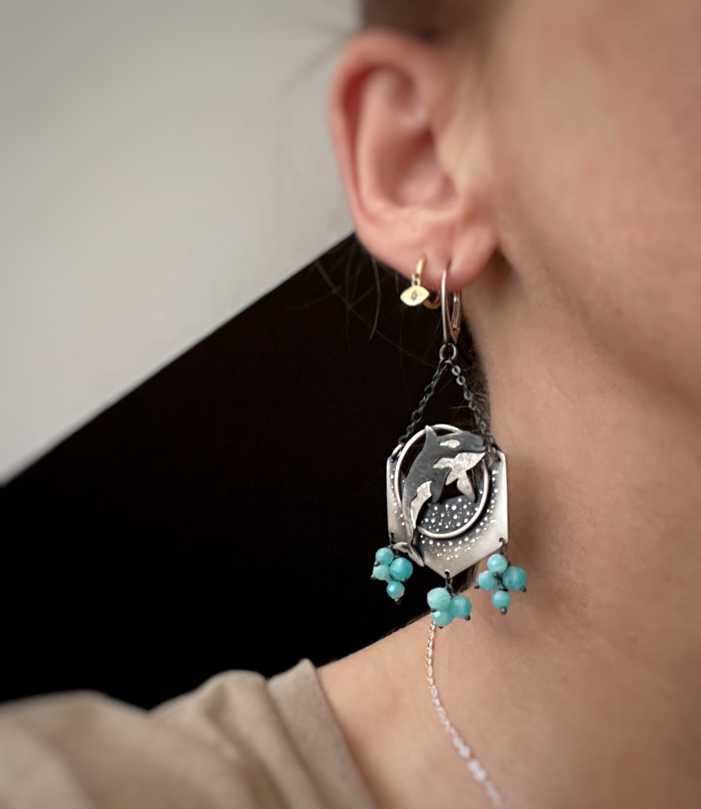 The Orca Swing Earrings - Amazonite