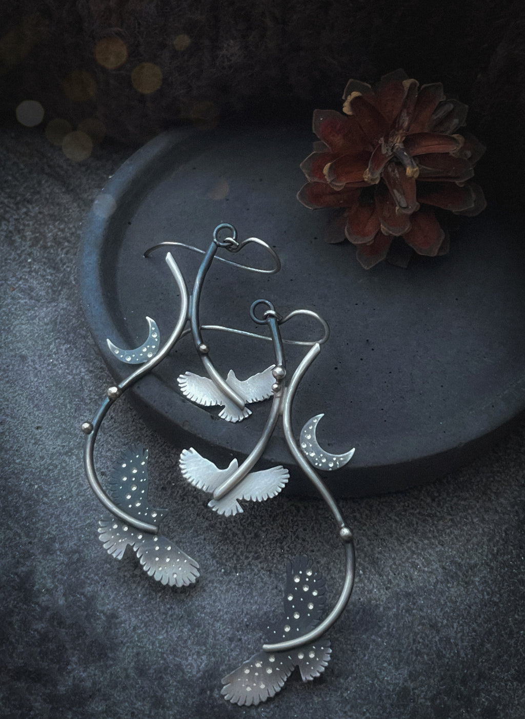 The Slender Hawk & Moon Earrings