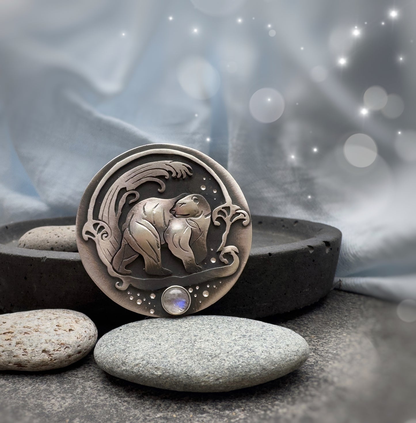 The Polar Bear Fantasy Ring - Moonstone