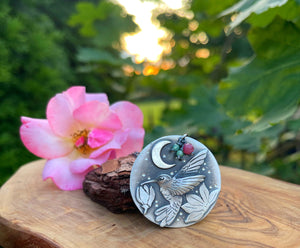 The Hummingbird & Flowers Necklace I
