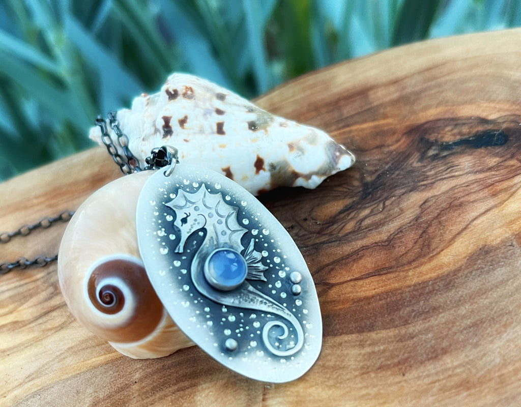 The Seahorse & Chalcedony Necklace