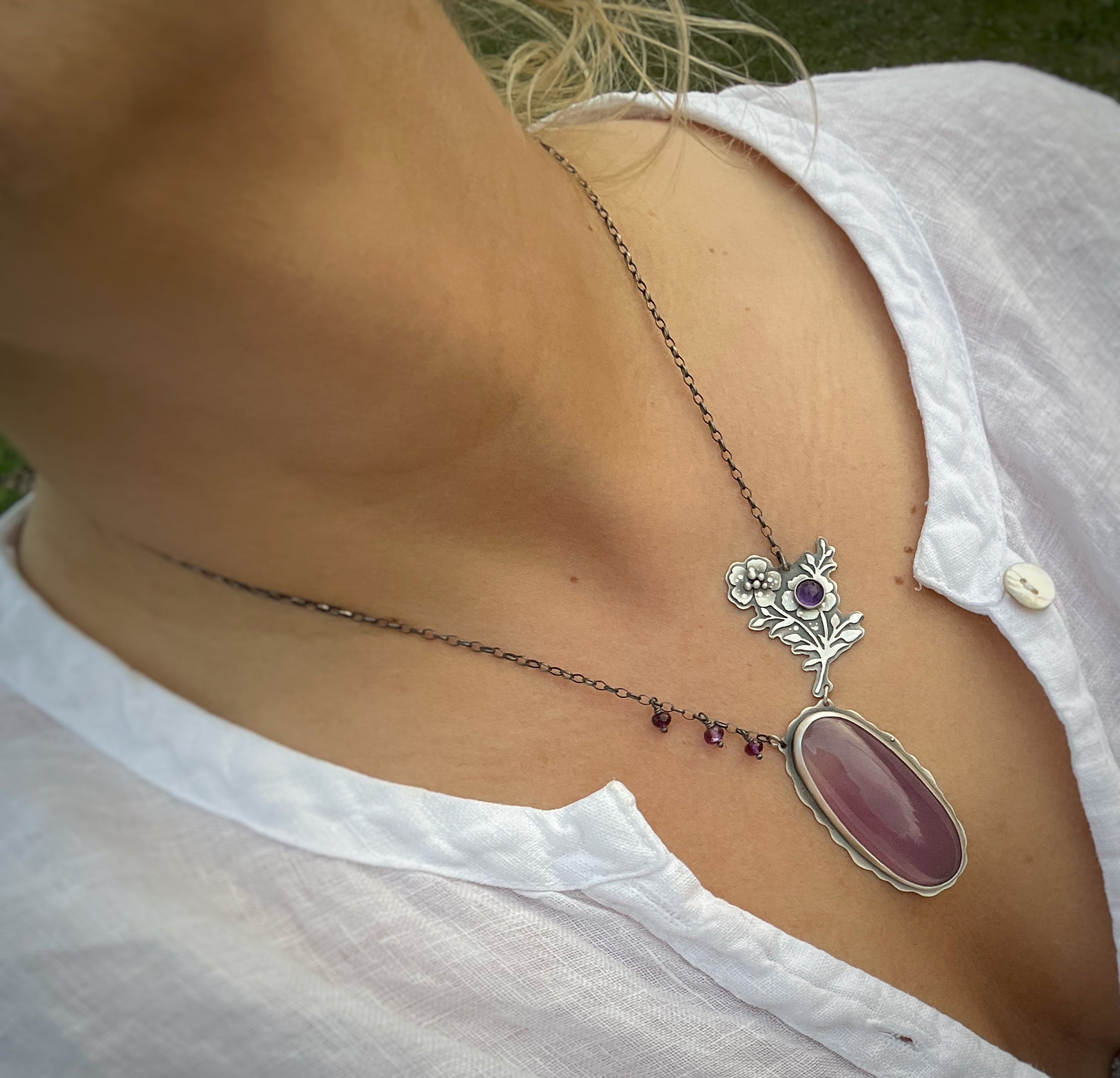 The Flora Chalcedony & Amethyst Necklace