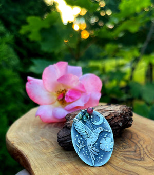 The Hummingbird & Flowers Necklace II