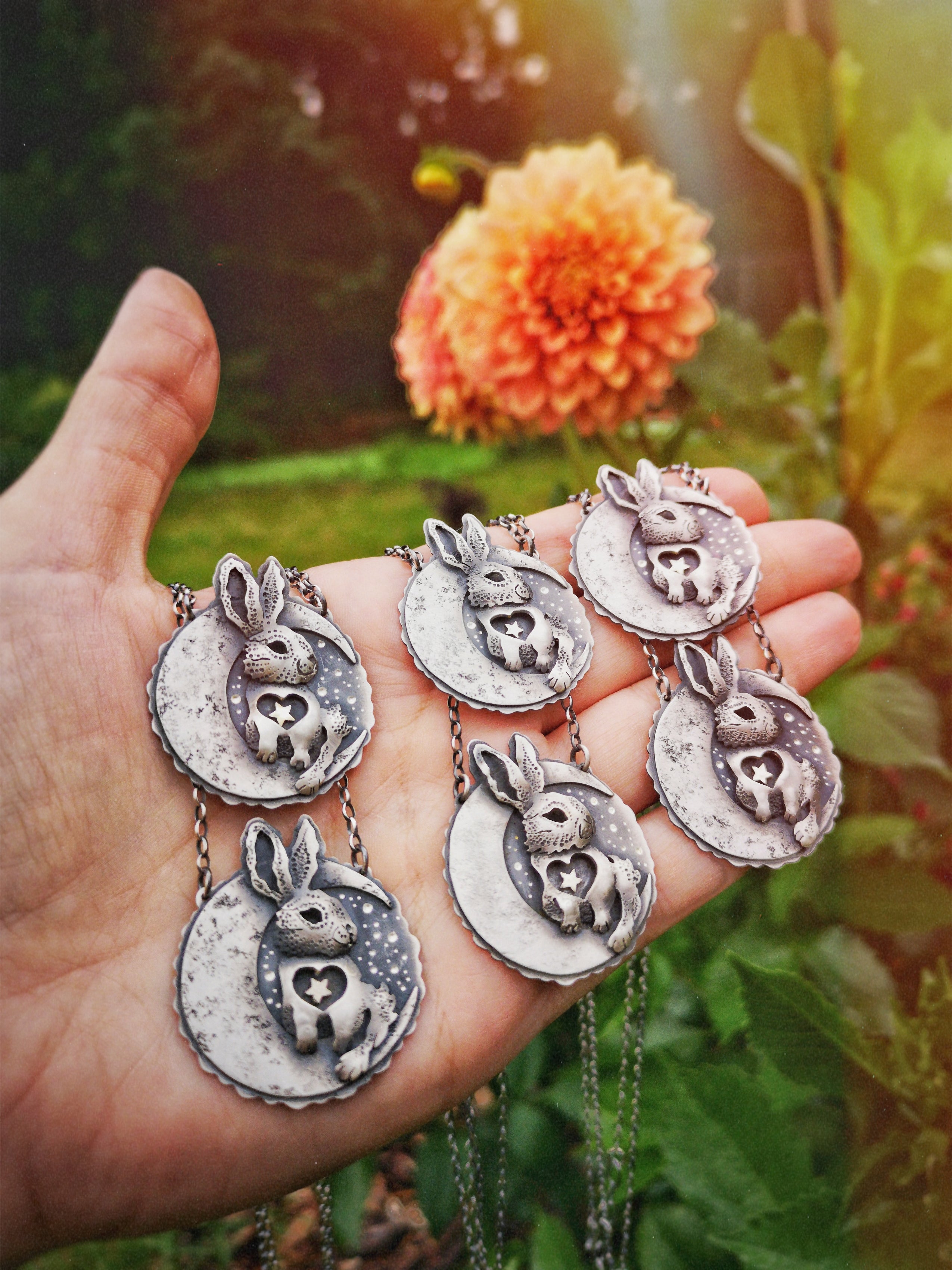 Guardian of the Moon - Silver Rabbit & Moon Necklace