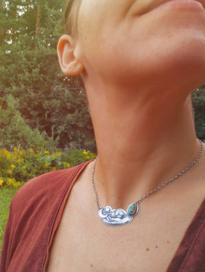 Night Fox Necklace - Arc Necklace with Turquoise