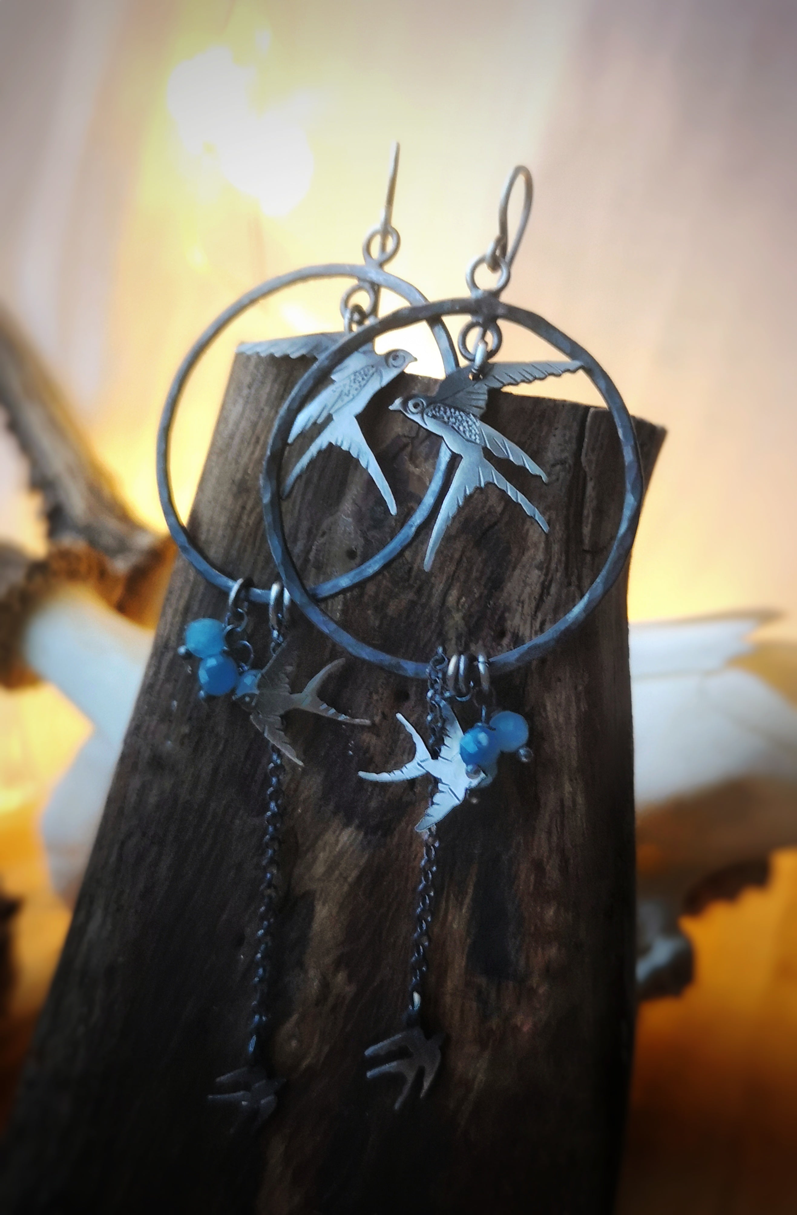 The Swallow Earrings - Birds Hoop Earrings