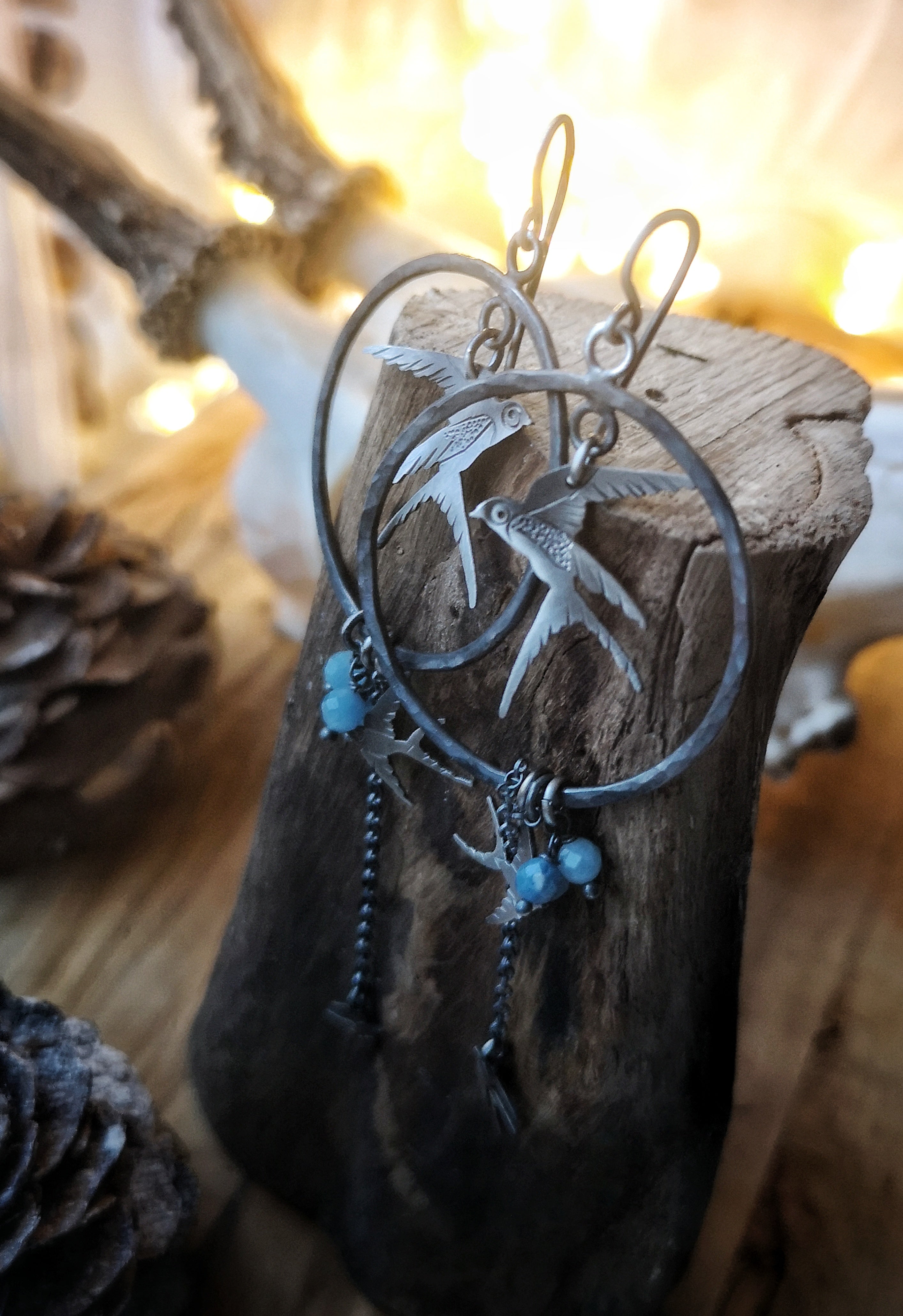 The Swallow Earrings - Birds Hoop Earrings