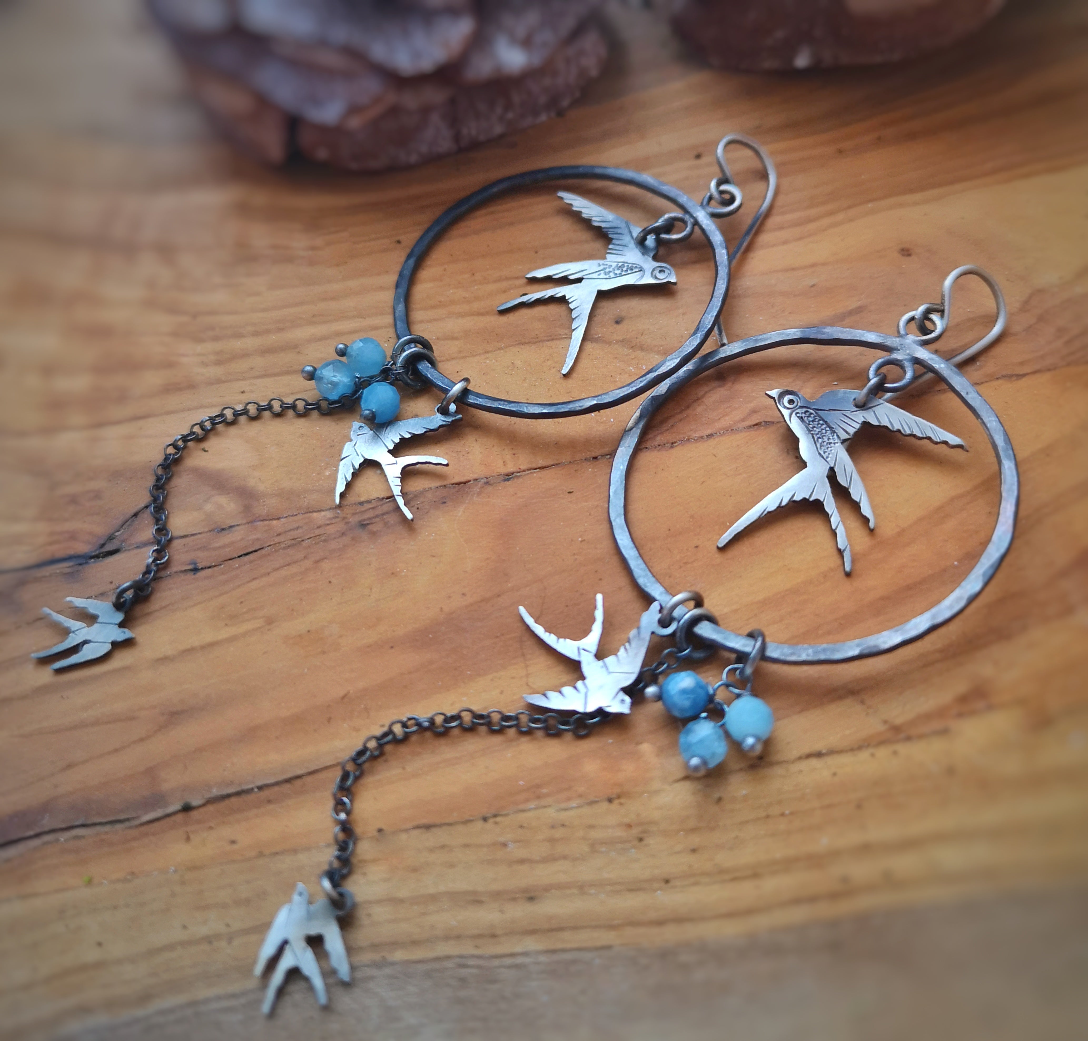 The Swallow Earrings - Birds Hoop Earrings