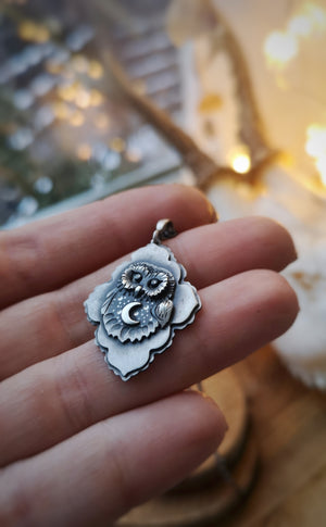 The Guardian of the Moon Necklace - Little Owl Necklace