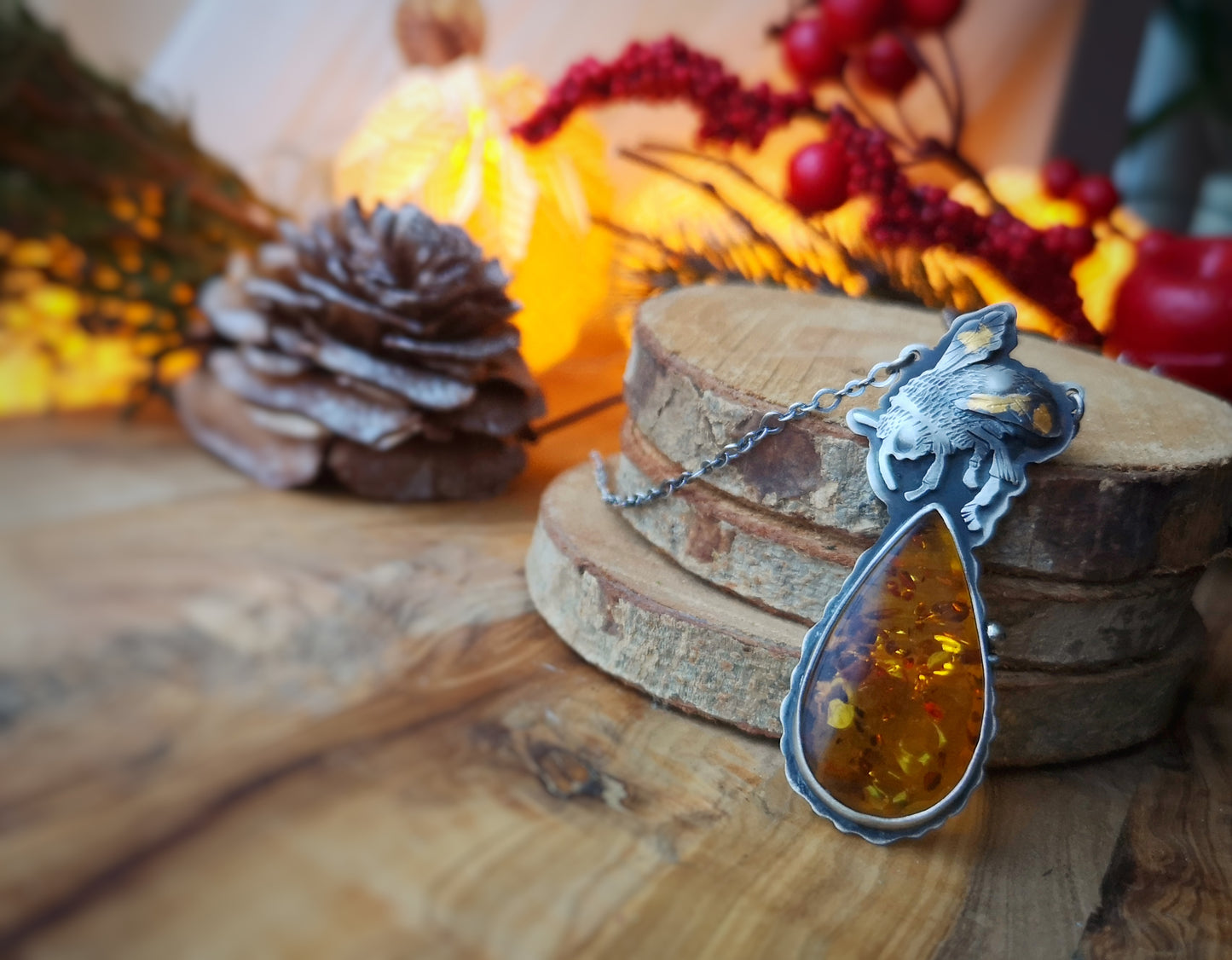 Inner Wisdom Necklace - Bumble Bee & Amber Necklace