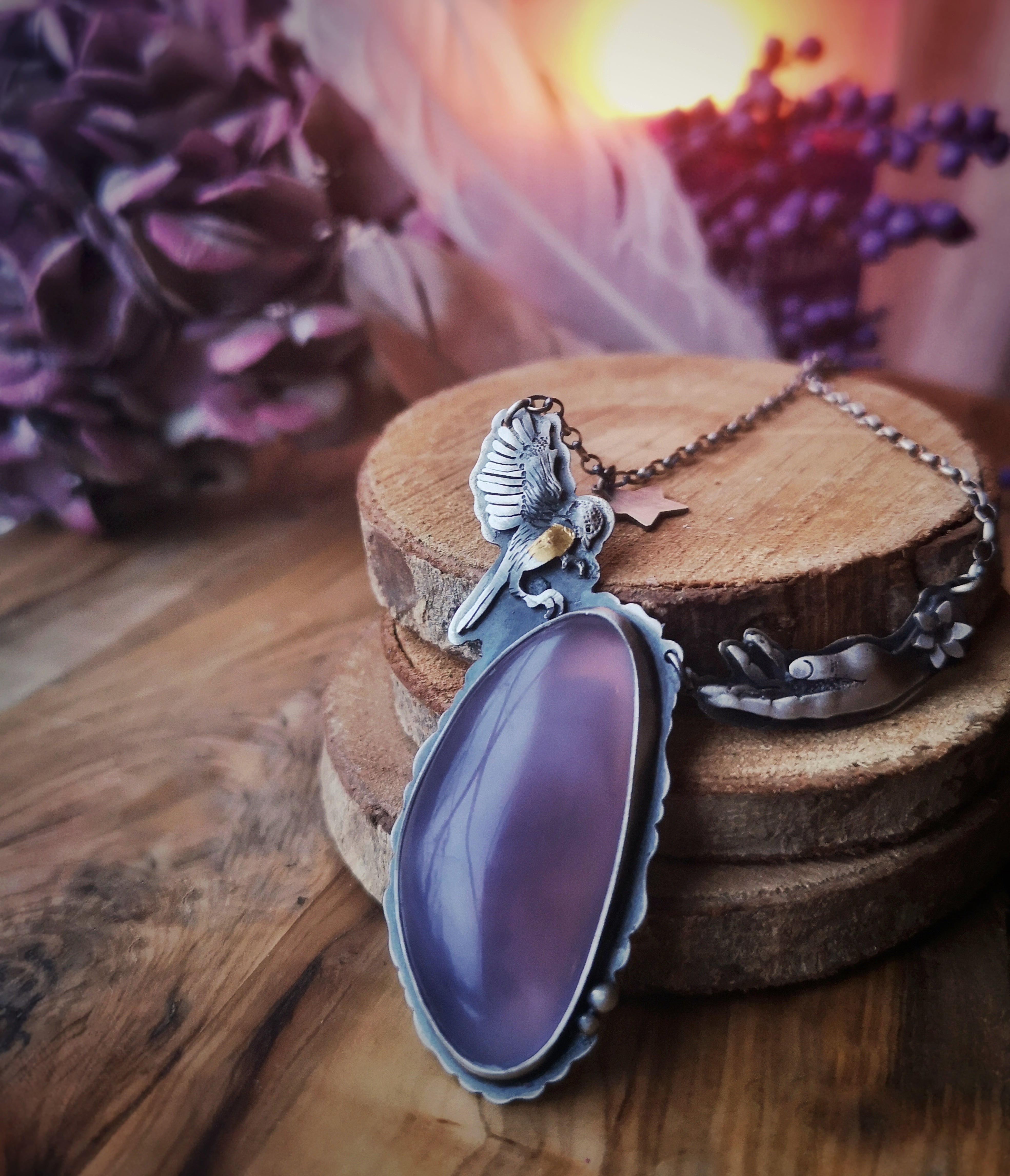 Good Luck Necklace-- Holy Blue Chickadee Necklace