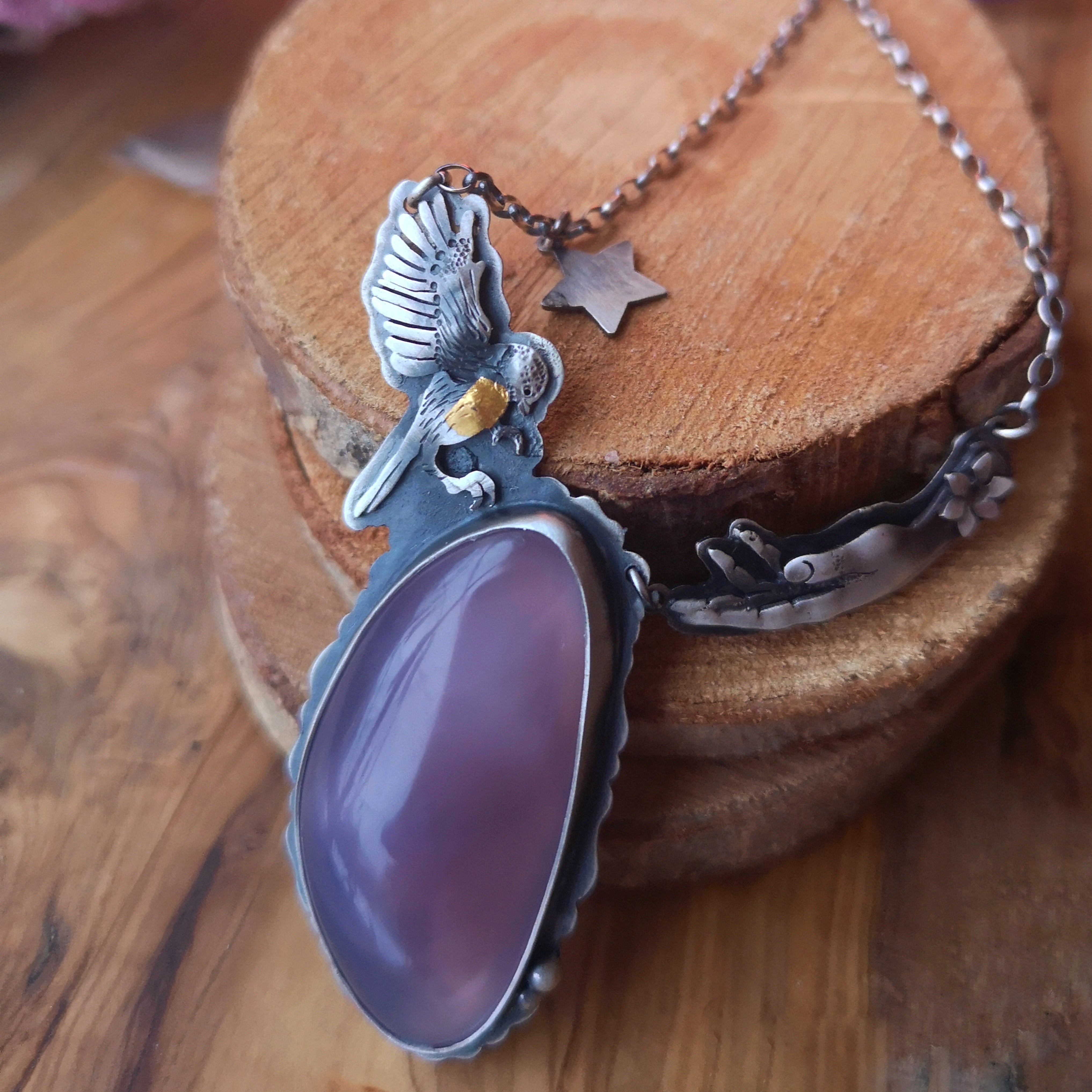 Good Luck Necklace-- Holy Blue Chickadee Necklace