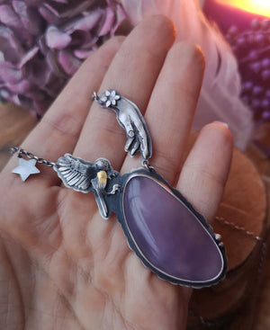 Good Luck Necklace-- Holy Blue Chickadee Necklace