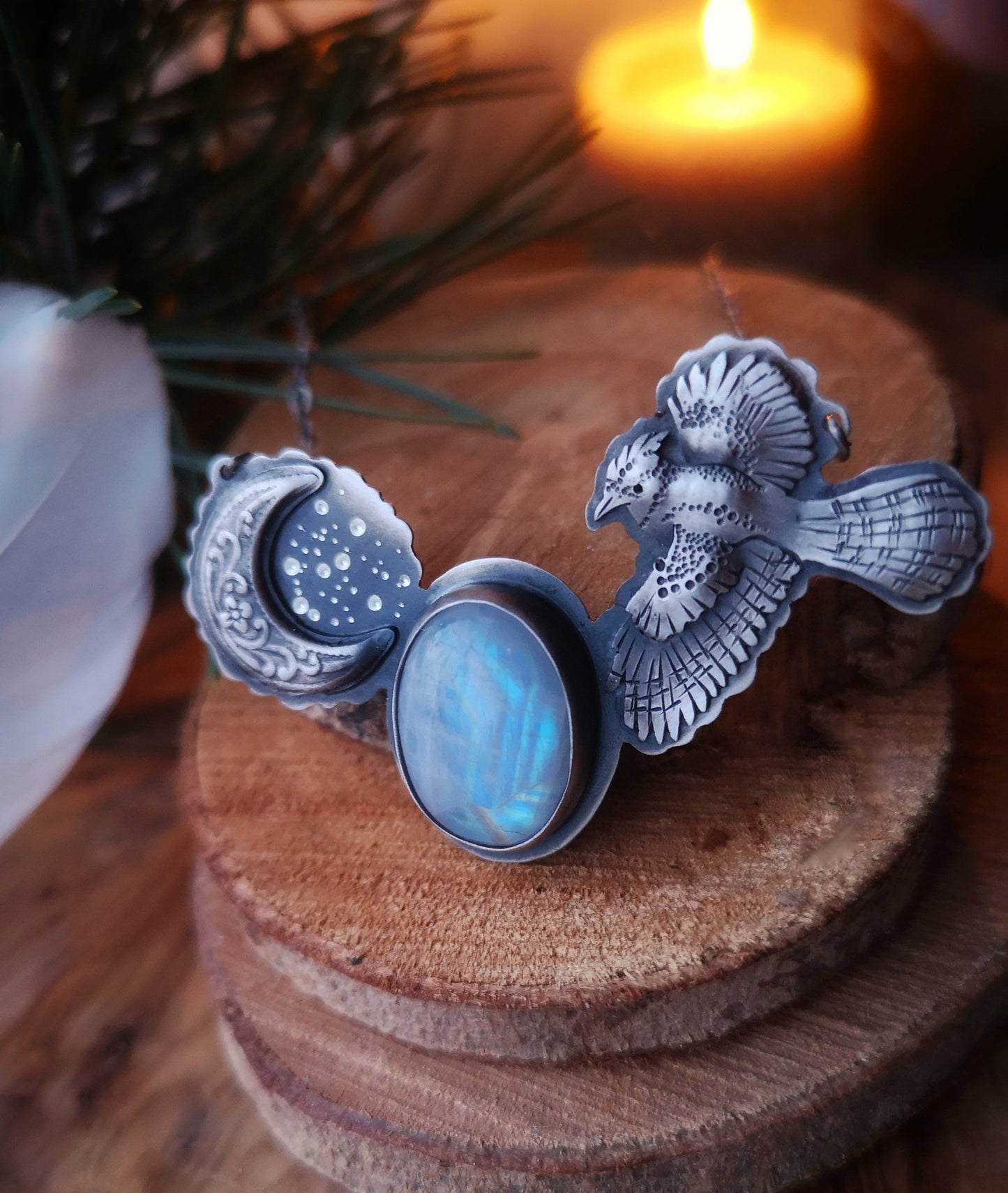 Purity of the Soul Necklace - Blue Jay & Moonstone Necklace