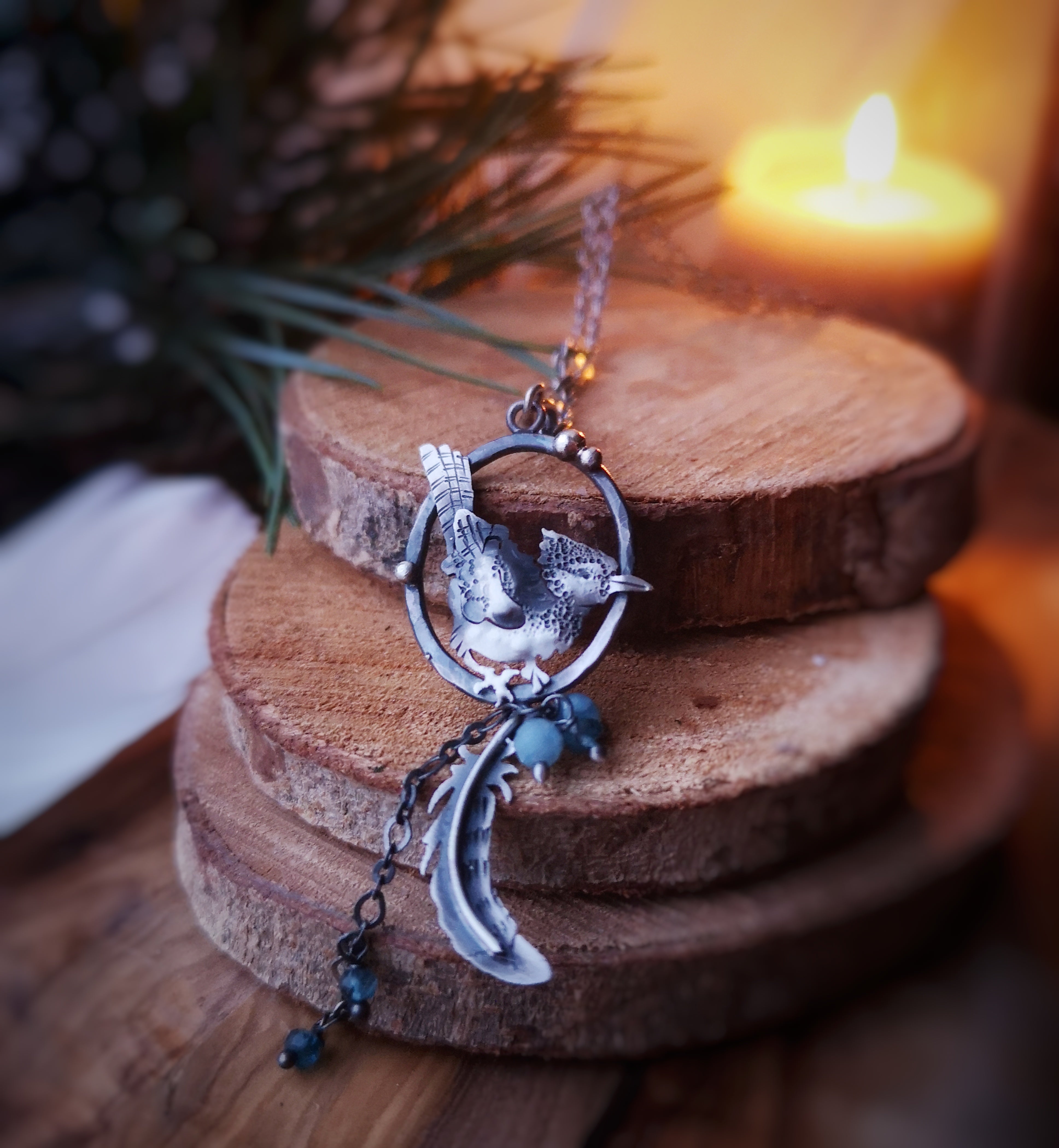 Blue Jay Lariat Necklace - Aquamarine & Topaz