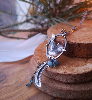 Blue Jay Lariat Necklace - Aquamarine & Topaz