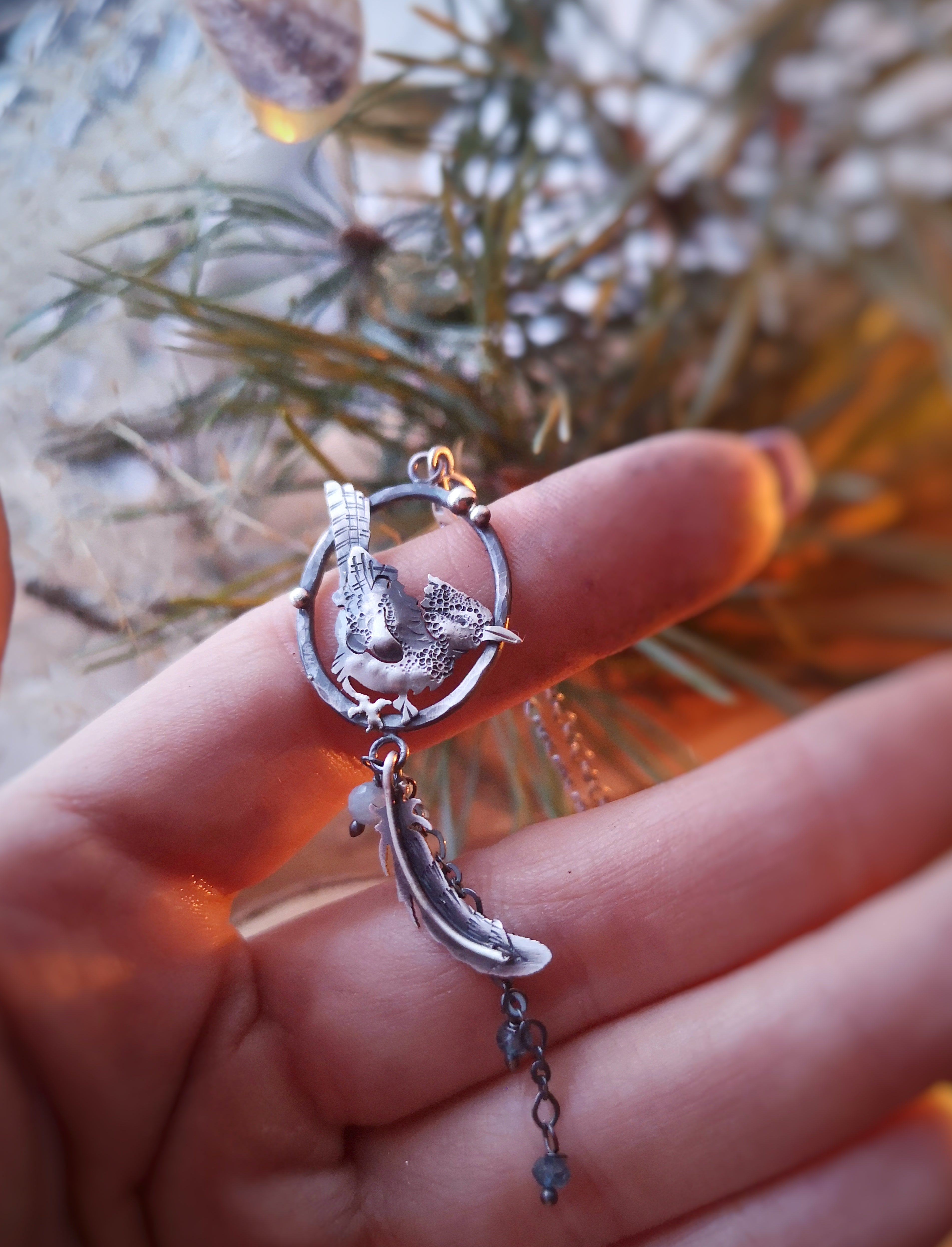 Blue Jay Lariat Necklace - Aquamarine & Topaz