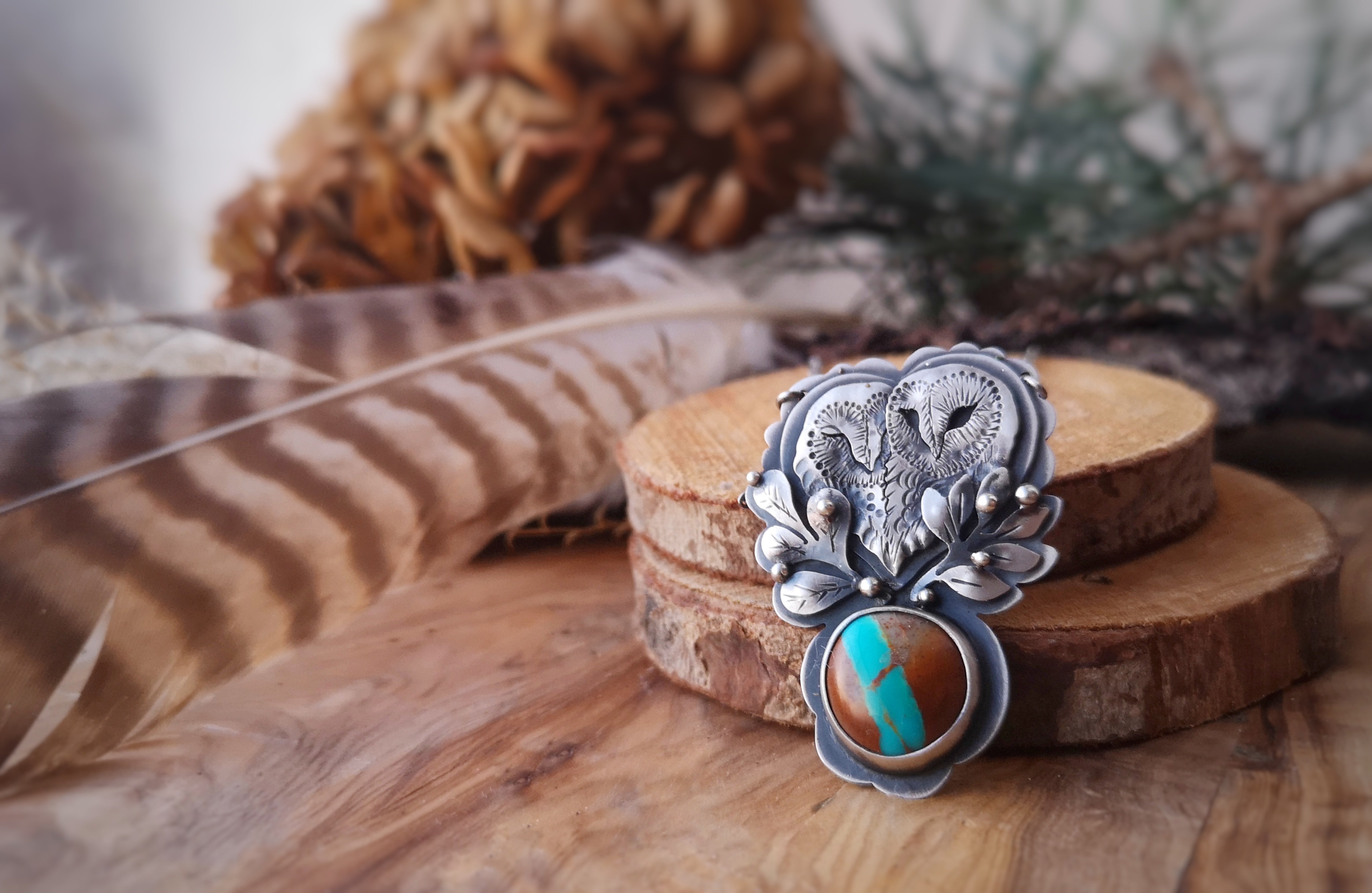 Hidden Secrets Necklace - Barn Owls & Royston Turquoise