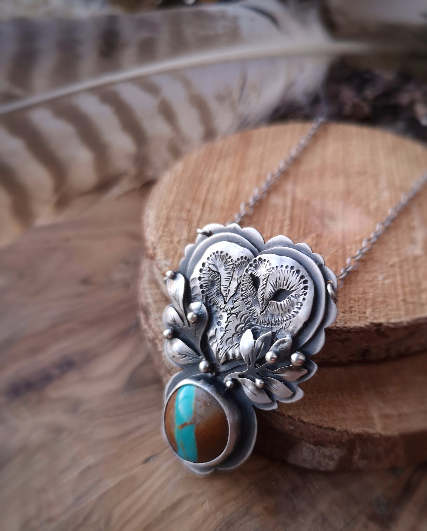 Hidden Secrets Necklace - Barn Owls & Royston Turquoise