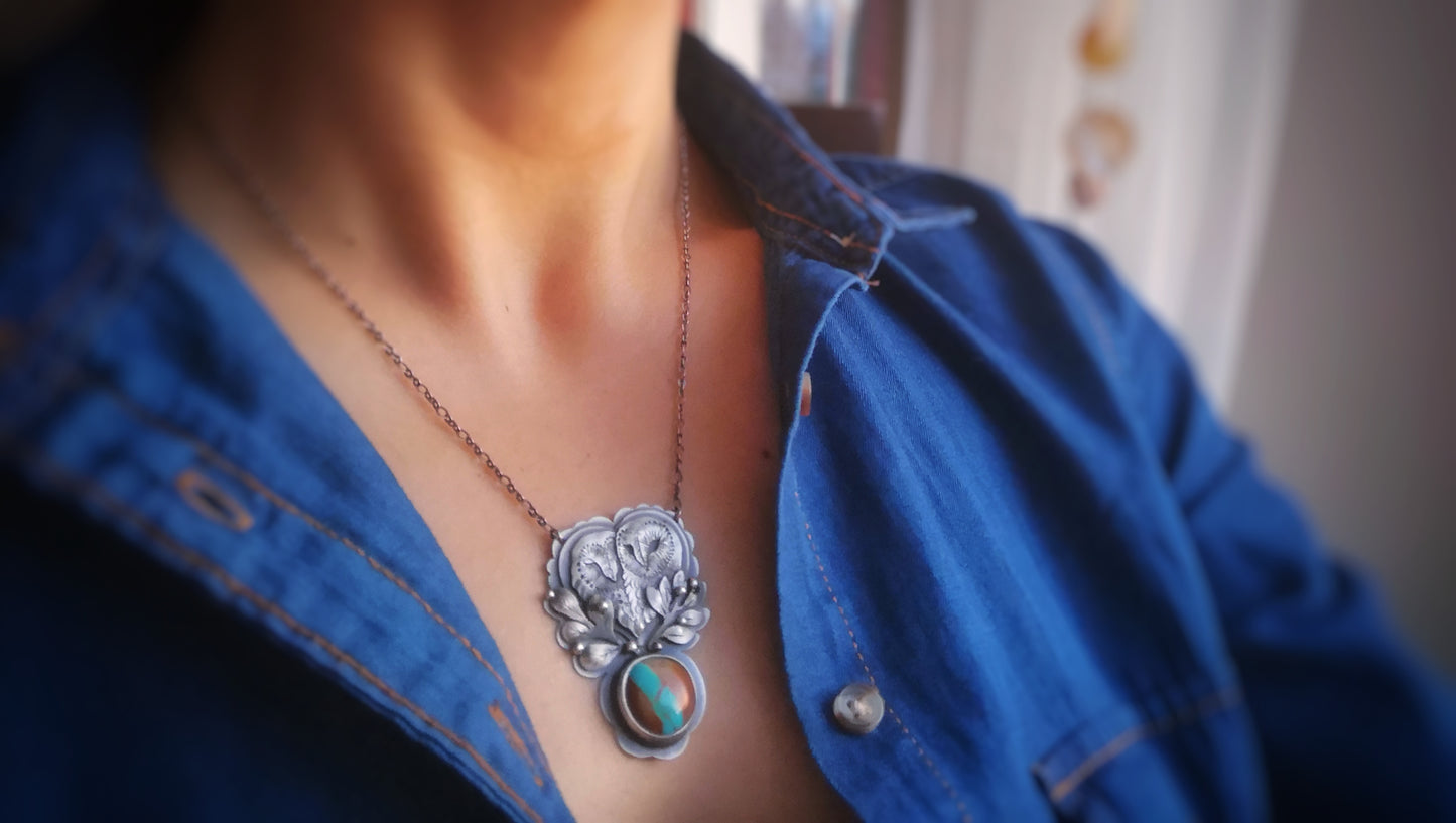 Hidden Secrets Necklace - Barn Owls & Royston Turquoise