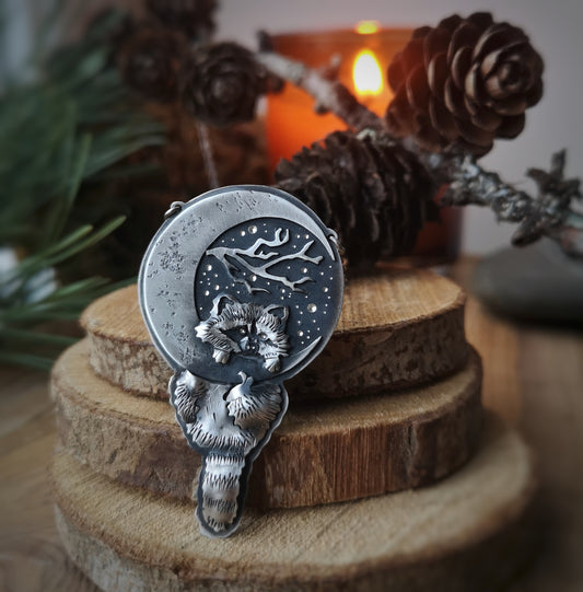 The Raccoon on the Moon Necklace