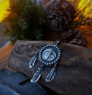 The Sleeping Owl- Dream Catcher Necklace