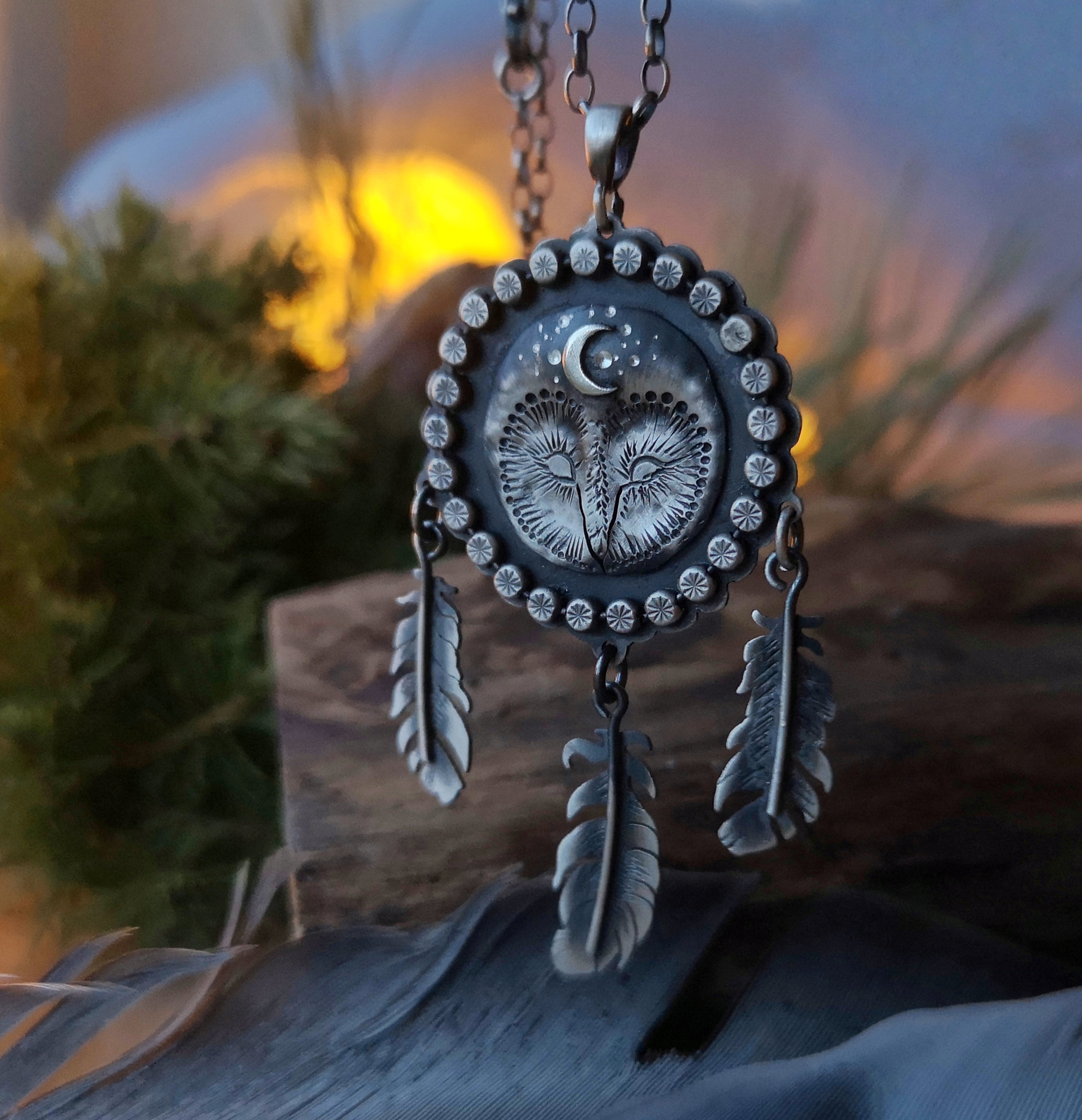 The Sleeping Owl- Dream Catcher Necklace