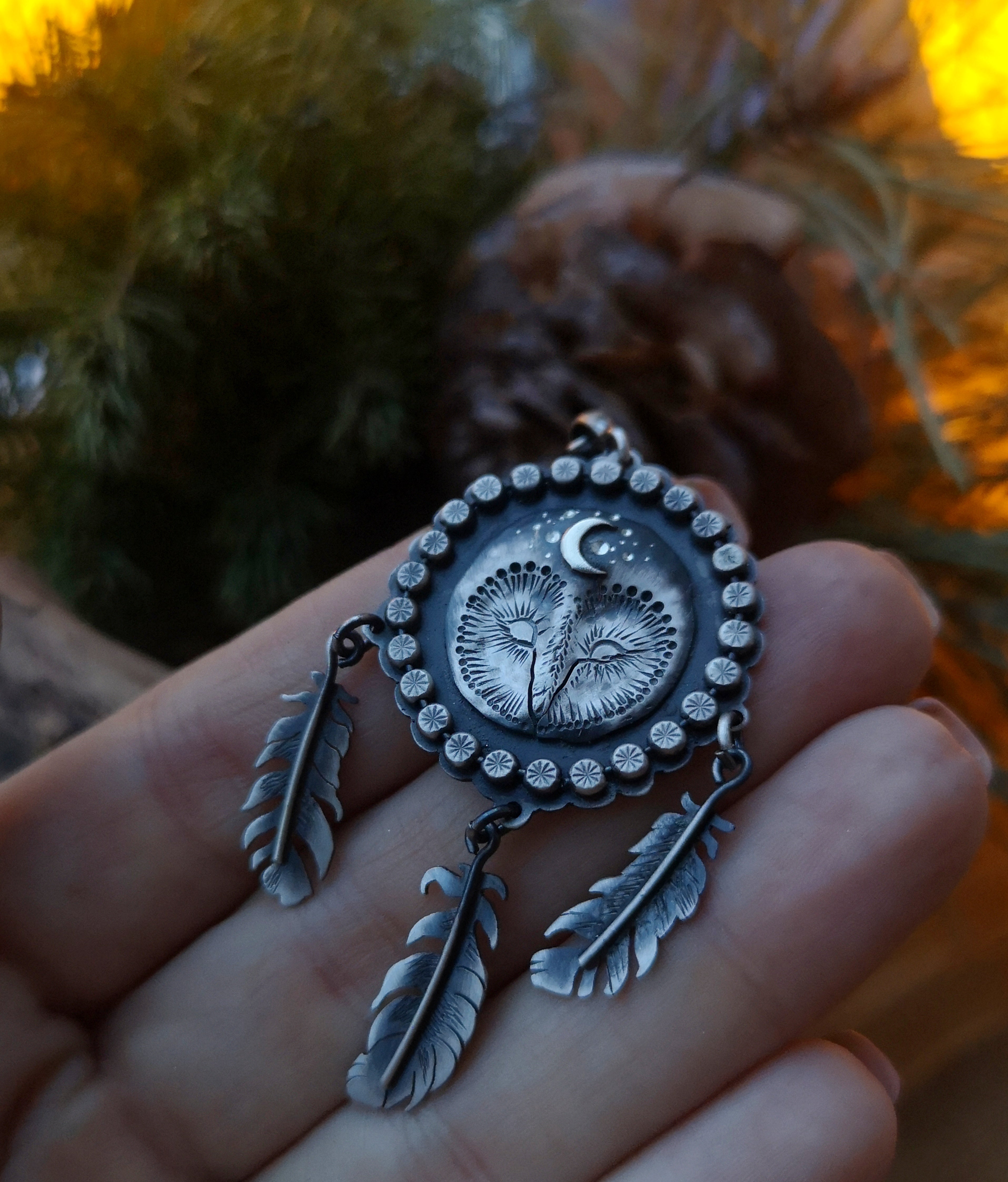 The Sleeping Owl- Dream Catcher Necklace