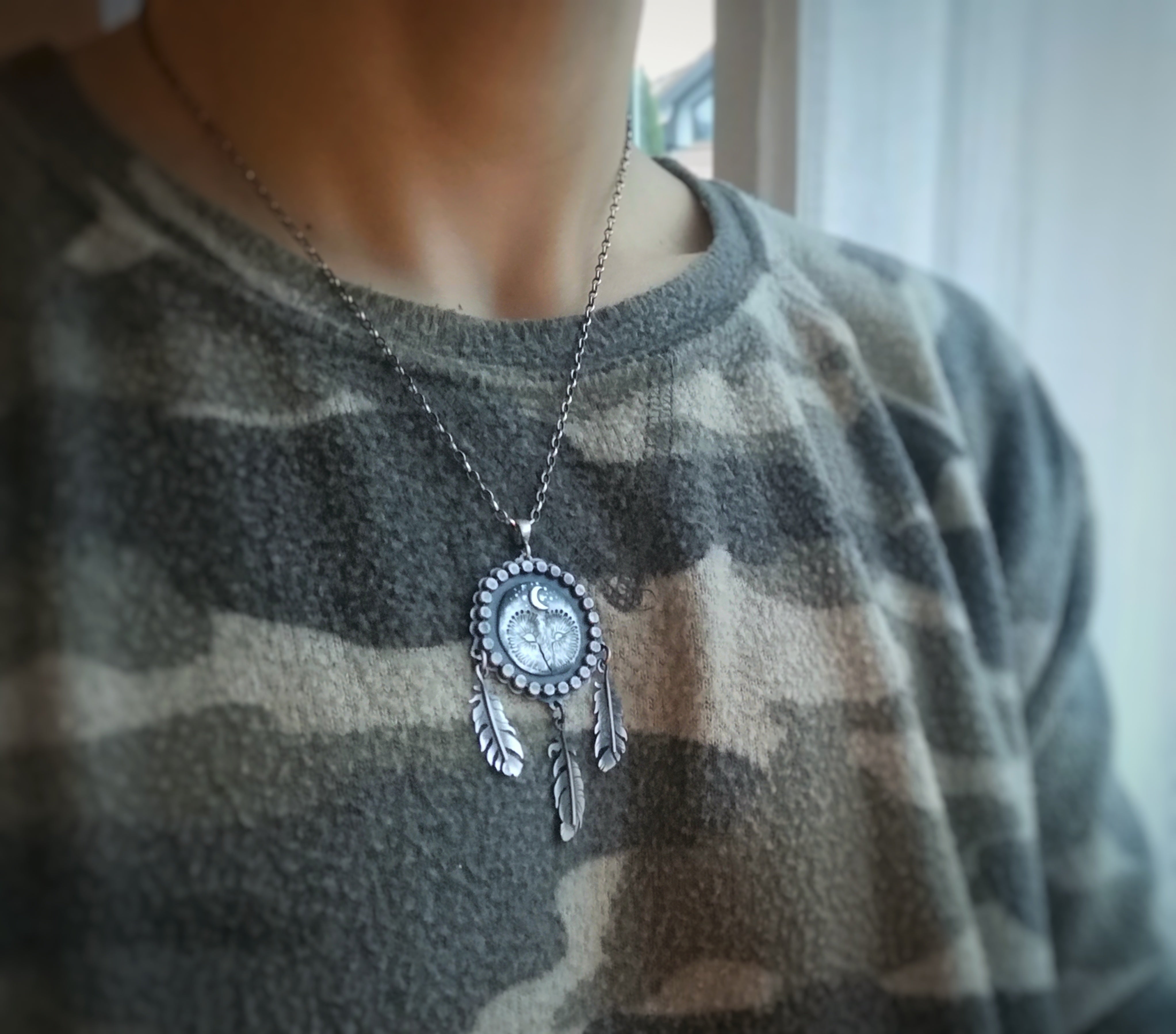 The Sleeping Owl- Dream Catcher Necklace